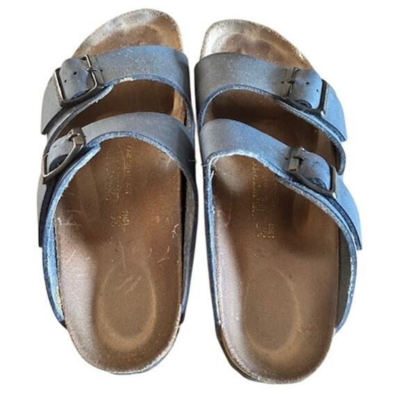 Birkenstock Arizona Two-Strap Sandals Blue Leather Size 39 (US Women’s 8) - Picture 3 of 10